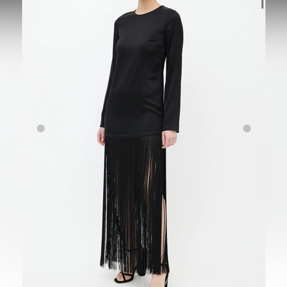 & Other Stories Black Long Sleeve Fringe Dress